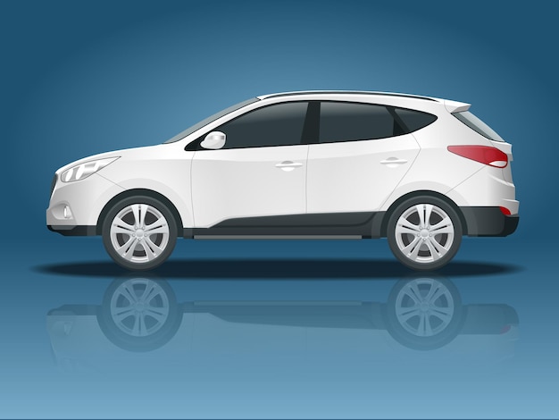 Car vector template on white background. Compact crossover, CUV, 5-door station wagon car. Template vector isolated. View side.