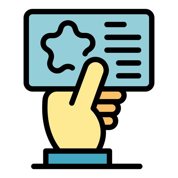 Card in the hand icon Outline card in the hand vector icon color flat isolated