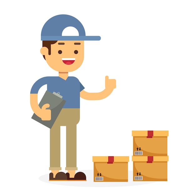 cardboard boxes in warehouse man workers