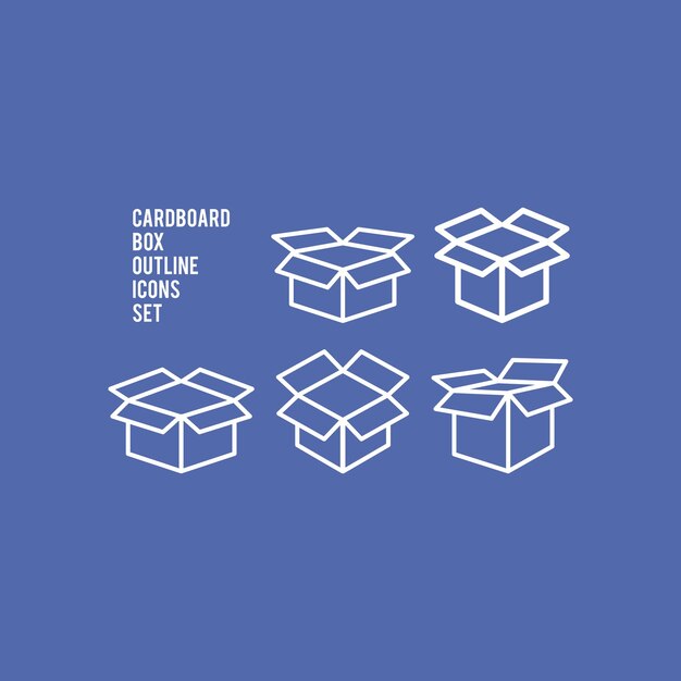 Cardboard icons set trendy design template Box Packaging symbol illustration