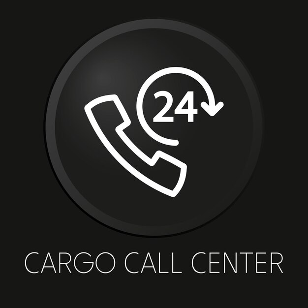 cargo call center minimal vector line icon on 3d button isolated on black background premium vector