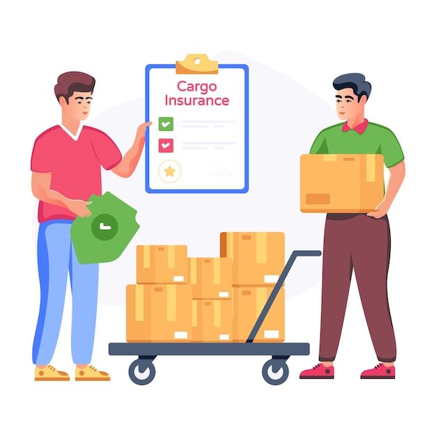 Cargo insurance flat illustration is handy and scalable