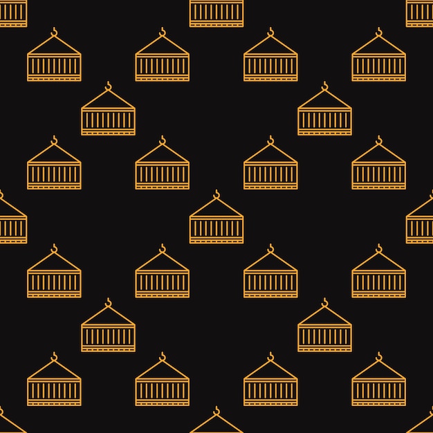 Cargo Shipping Container vector seamless pattern in line style