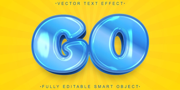 Cartoon Blue Go Vector Fully Editable Smart Object Text Effect