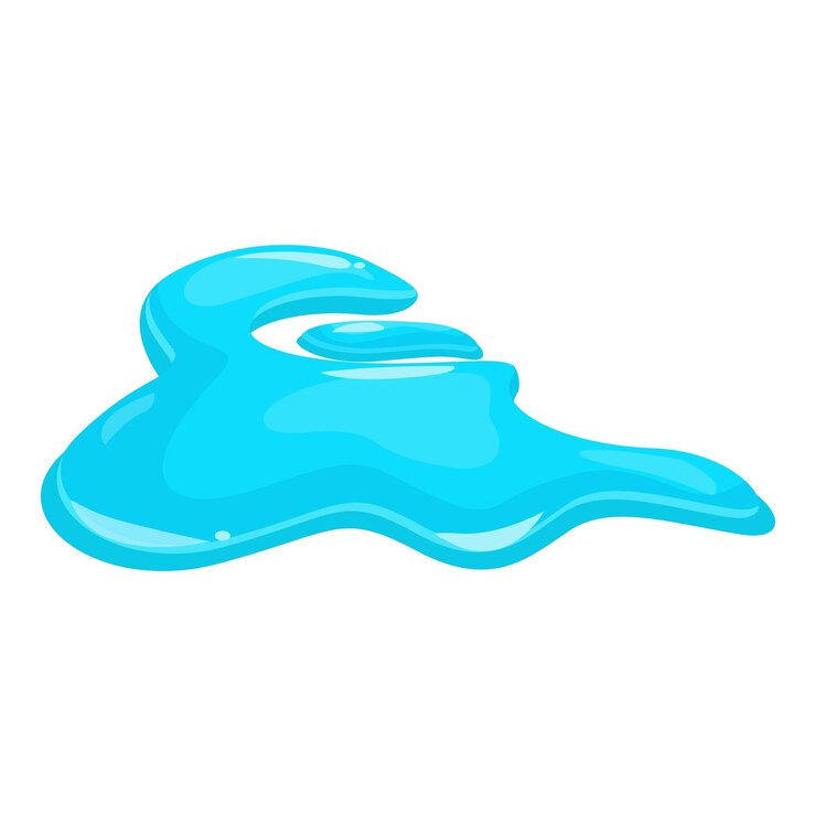 Vektör cartoon blue liquid puddle flowing and spreading