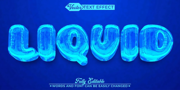 Cartoon Blue Liquid Water Vector Editable Text Effect Template