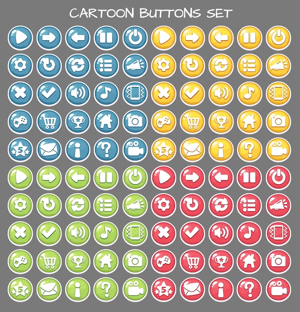 cartoon button set game pack, gui element