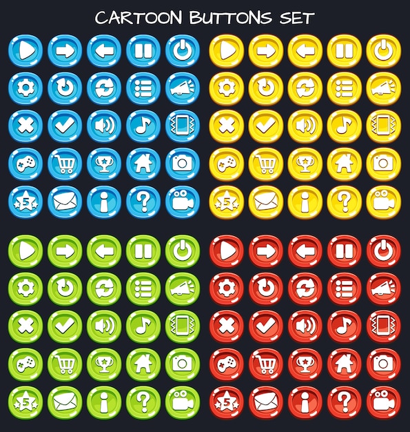 cartoon buttons set game element