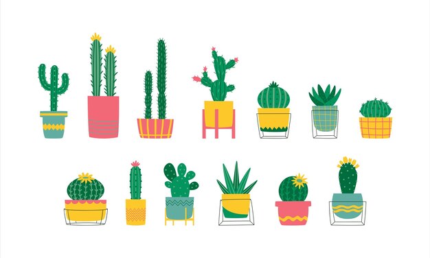 Cartoon Cactus Illustration Element Set