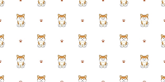 Cartoon character akita inu dog seamless pattern background