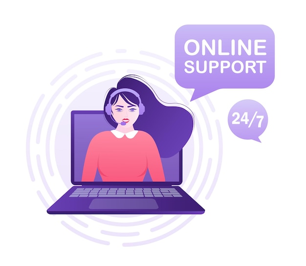 Cartoon character online support people Vector flat cartoon illustration Mental health