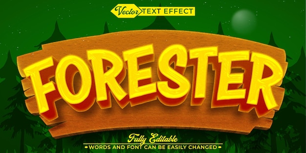 Cartoon Forester Camp Vector Editable Text Effect Template