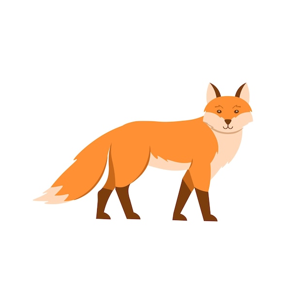 Cartoon fox on a white background Flat cartoon illustration for kids