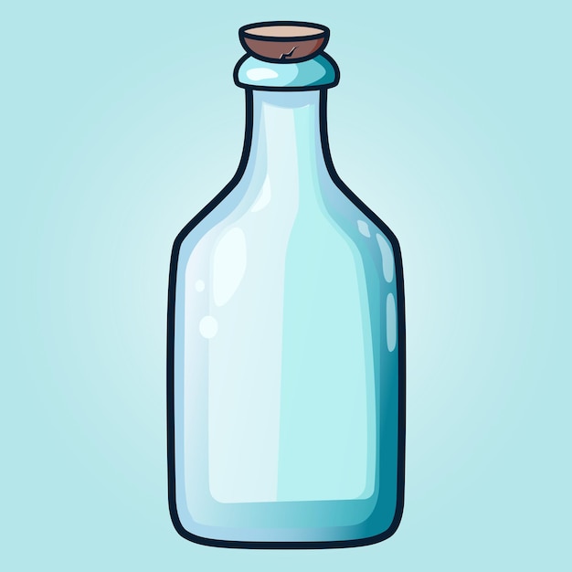 Cartoon glass bottle with a cork