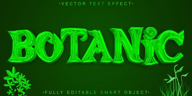 Cartoon Green Botanic Garden Vector Editable Text Effect Template