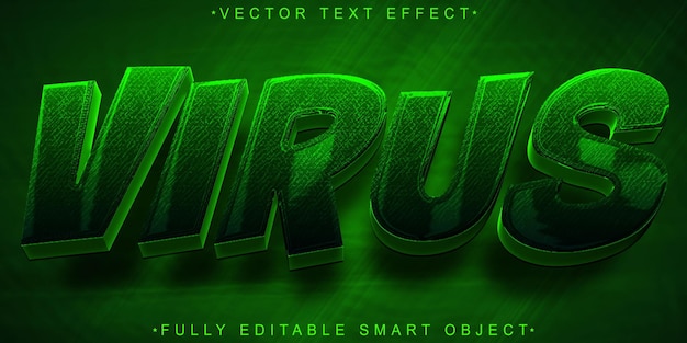 cartoon green virus vector fully editable smart object text effect