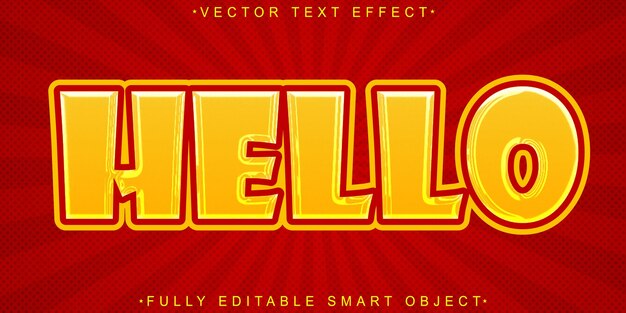 Cartoon Hello Vector Fully Editable Smart Object Text Effect
