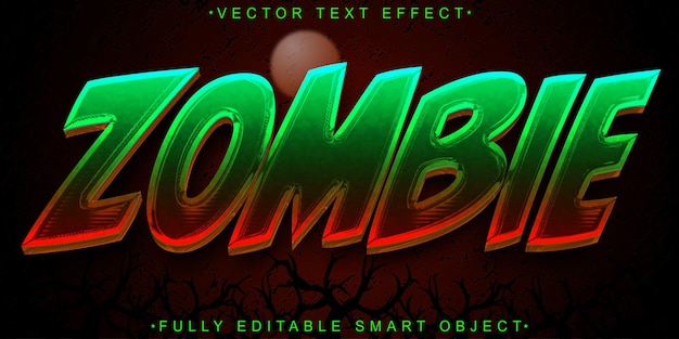 cartoon horror zombie vector fully editable smart object text effect