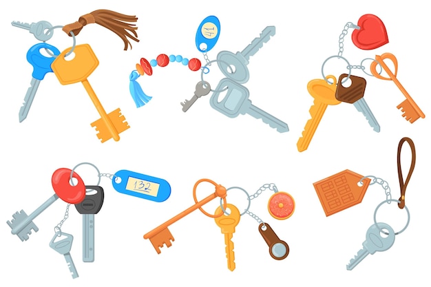 cartoon keyrings apartment keys with keychain doodle key chain pendant home keychains and keyholders collection keyring loss protection real estate house neat pocket accessory