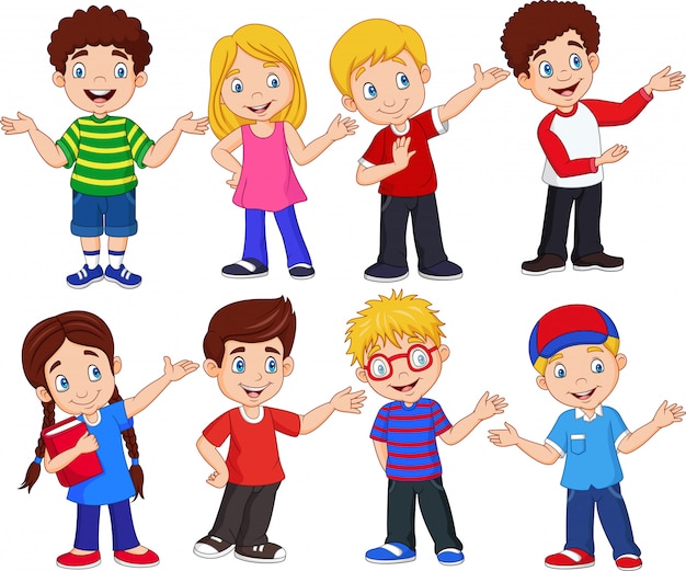 Cartoon kids with different expressions