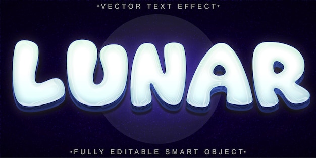 cartoon lunar moon shiny white and blue vector fully editable smart object text effect