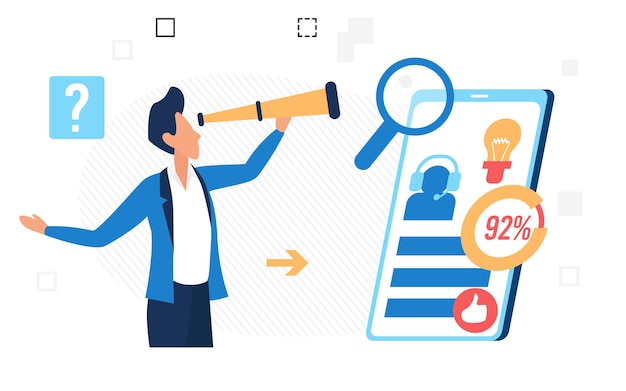 cartoon man using online support service