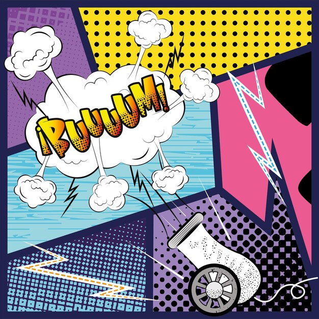 Cartoon of a cannon explosion