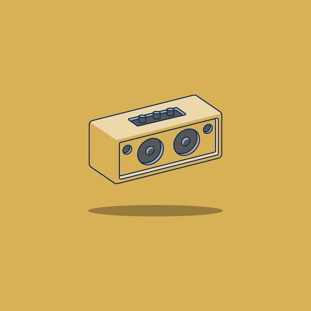 cartoon of portable bluetooth speaker with 2 speaker and equalizer on top