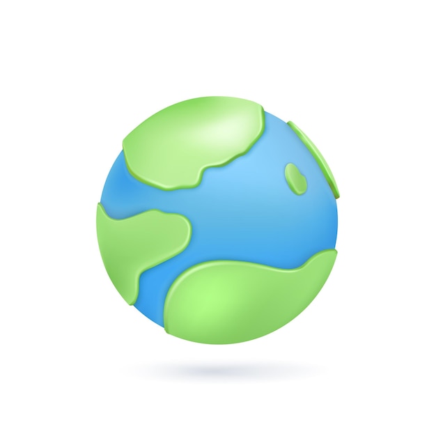 Cartoon planet Earth on white background Planet Earth day or Environment day concept