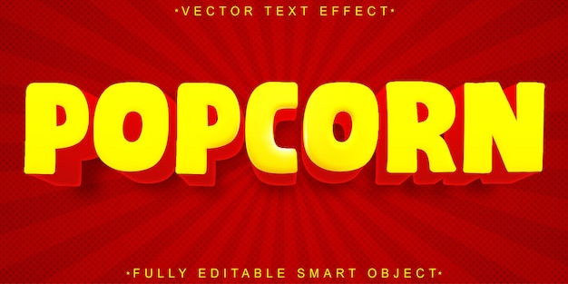 Cartoon Popcorn Cinema Yellow Vector Fully Editable Smart Object Text Effect