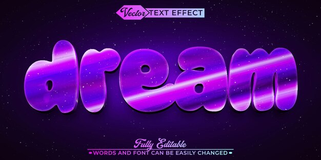 cartoon purple dream vector fully editable smart object text effect