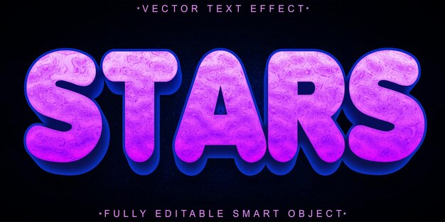 cartoon purple stars vector fully editable smart object text effect