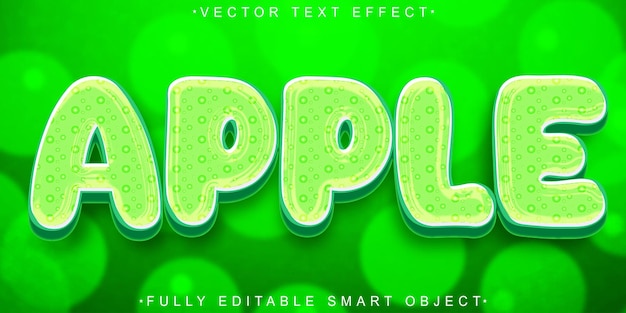 cartoon red apple vector fully editable smart object text effect