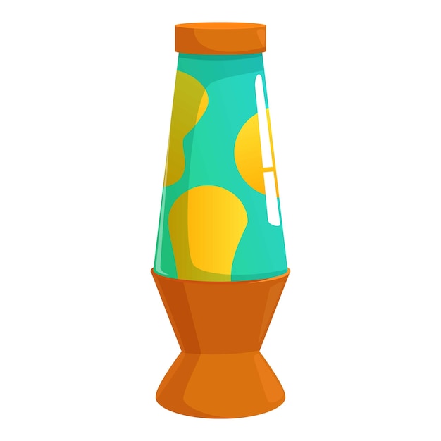 Cartoon style lava lamp illuminating with yellow bubbles