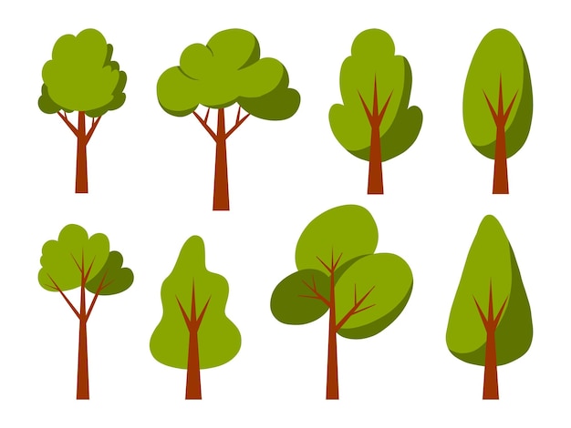 Cartoon Style Tree Illustration Set