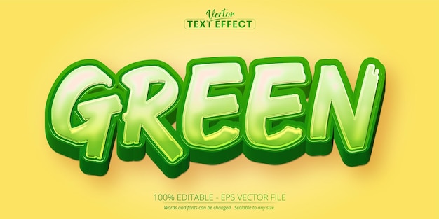 Cartoon text effect editable green text and comic text style