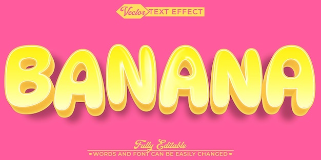 Cartoon Yellow Banana Vector Editable Text Effect Template