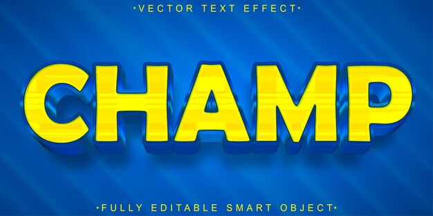 cartoon yellow champ vector fully editable smart object text effect