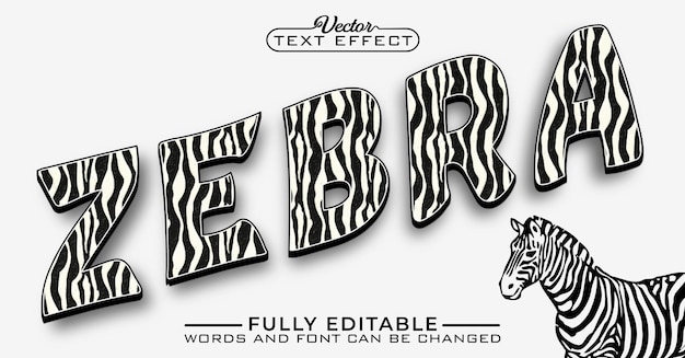 Cartoon Zebra Skin Vector Editable Text Effect Template