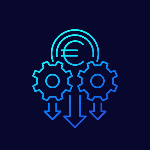 cash flow money management line vector icon with euro
