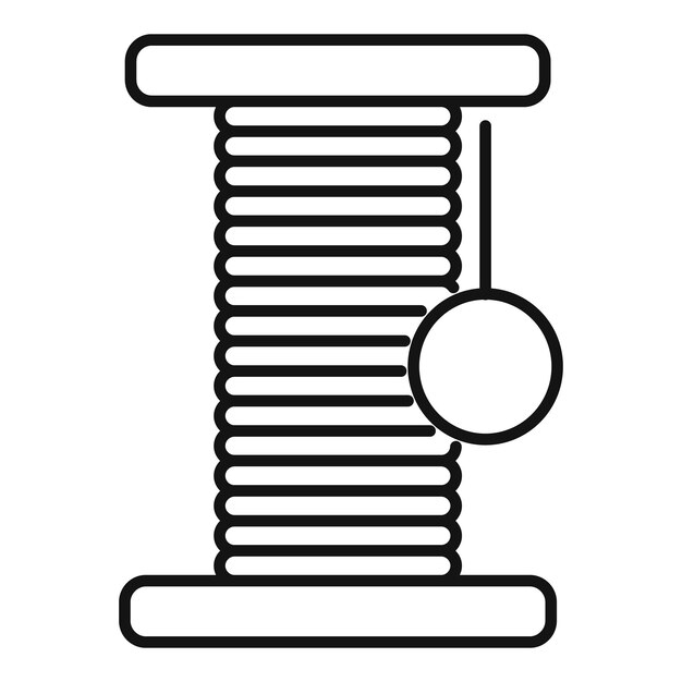 Cat scratching post with ball hanging icon outline style