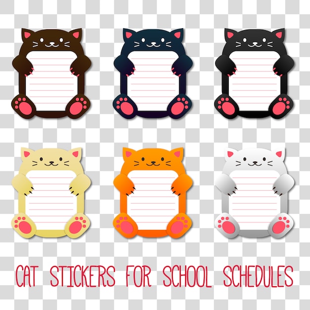 Cat stickers for school schedule and timetable