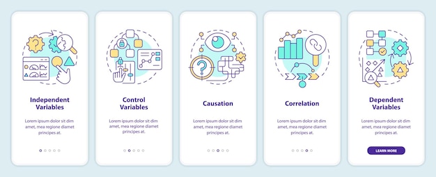 causal research variables and principles onboarding mobile app screen