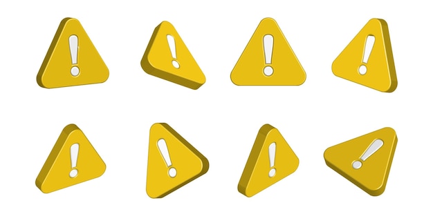 caution mark icon set attention mark sign 3d style