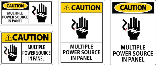 Caution Sign Multiple Power Source In Panel