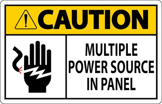 Caution Sign Multiple Power Source In Panel