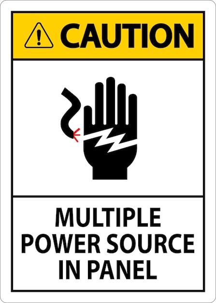 Caution Sign Multiple Power Source In Panel