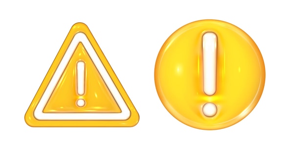 caution signs 3d set hazard warning circle and triangle stickers danger attention and important exclamation mark in triangle realistic vector render design element