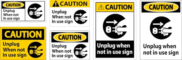 caution unplug when not in use symbol sign