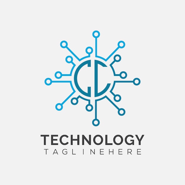 cc initial monogram for technology logo with circle style design